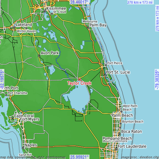 Topographic map of Taylor Creek