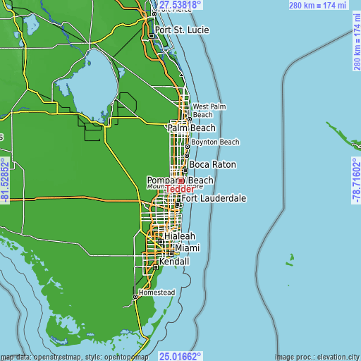 Topographic map of Tedder