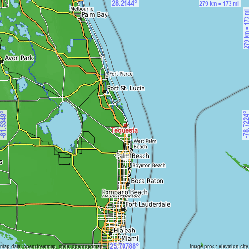 Topographic map of Tequesta