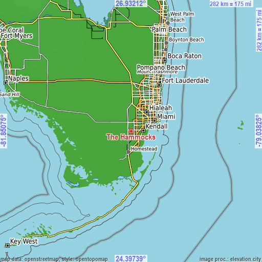 Topographic map of The Hammocks