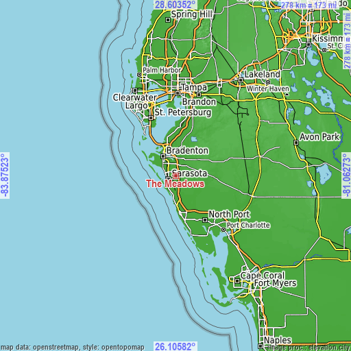 Topographic map of The Meadows