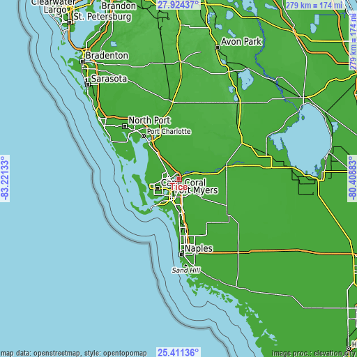 Topographic map of Tice