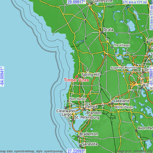 Topographic map of Timber Pines