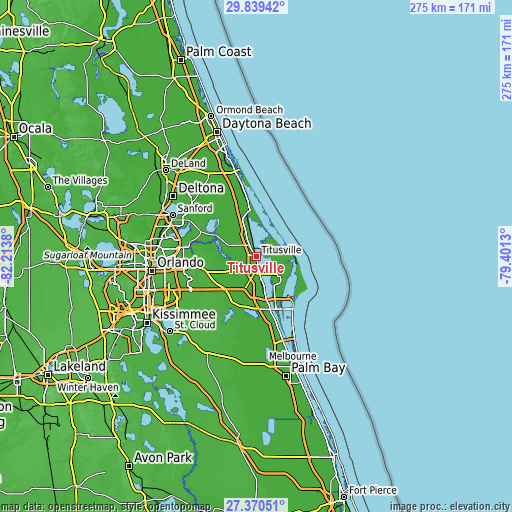 Topographic map of Titusville