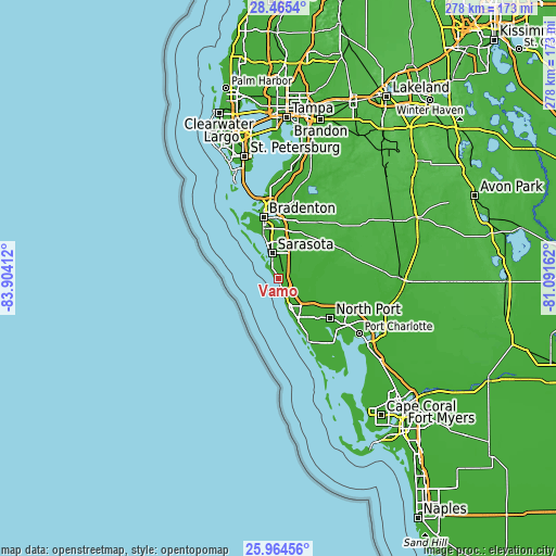 Topographic map of Vamo