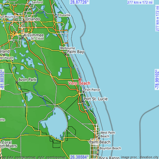 Topographic map of Vero Beach