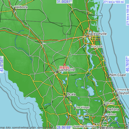 Topographic map of Waldo