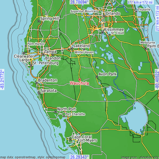 Topographic map of Wauchula