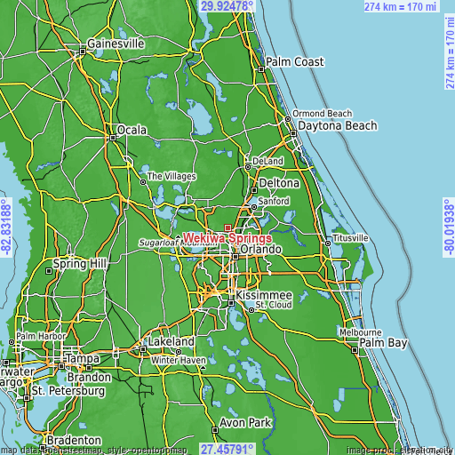 Topographic map of Wekiwa Springs