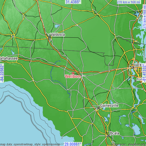 Topographic map of Wellborn