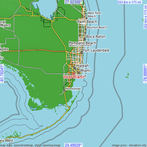 Topographic map of West Miami