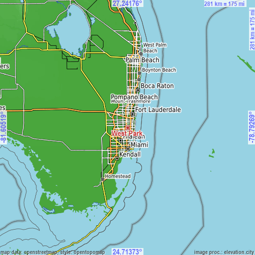 Topographic map of West Park