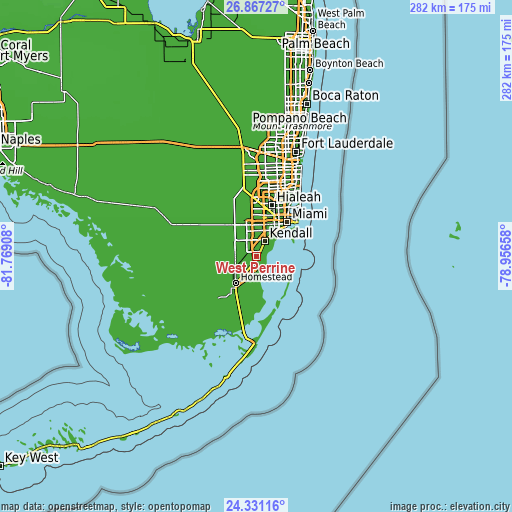 Topographic map of West Perrine