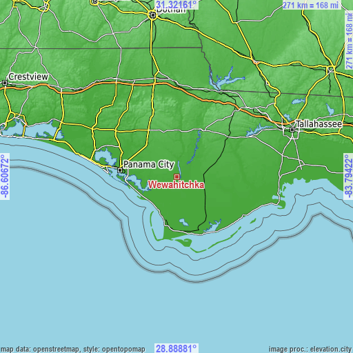 Topographic map of Wewahitchka