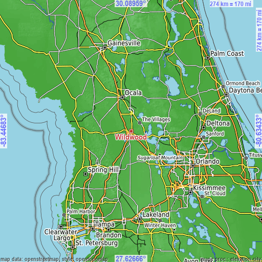 Topographic map of Wildwood