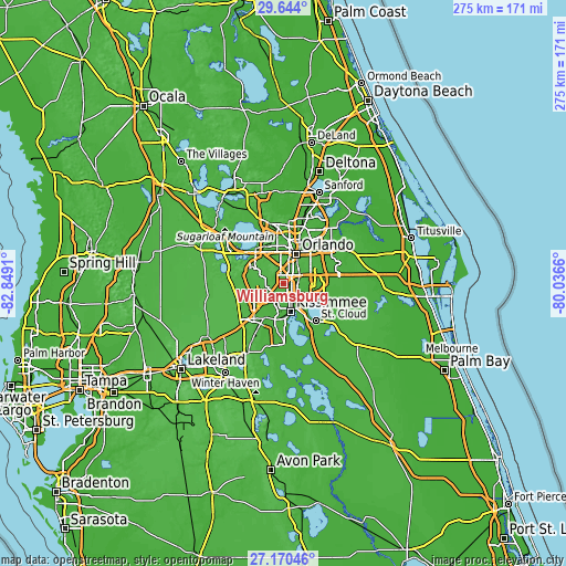 Topographic map of Williamsburg