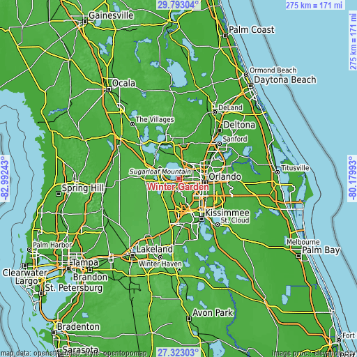 Topographic map of Winter Garden