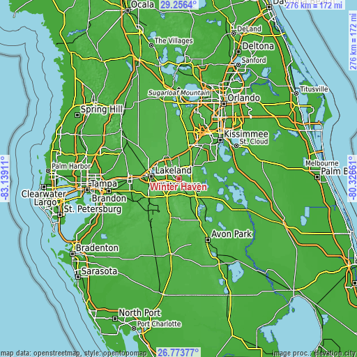 Topographic map of Winter Haven