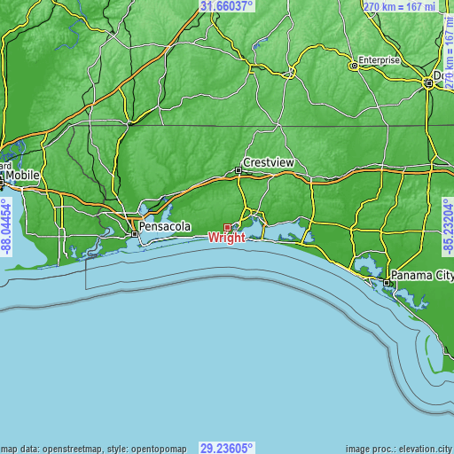 Topographic map of Wright