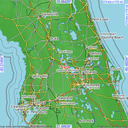 Topographic map of Yalaha