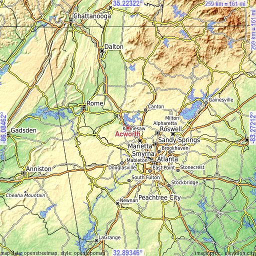 Topographic map of Acworth