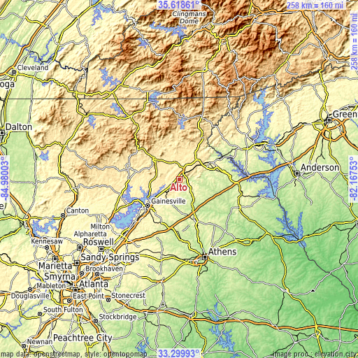 Topographic map of Alto