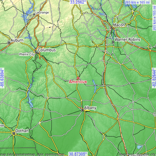 Topographic map of Americus