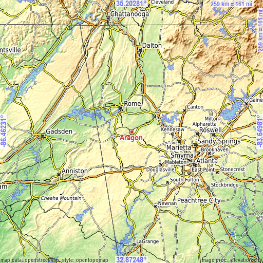 Topographic map of Aragon