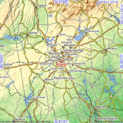 Topographic map of Atlanta
