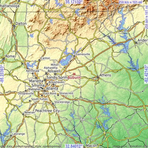 Topographic map of Auburn