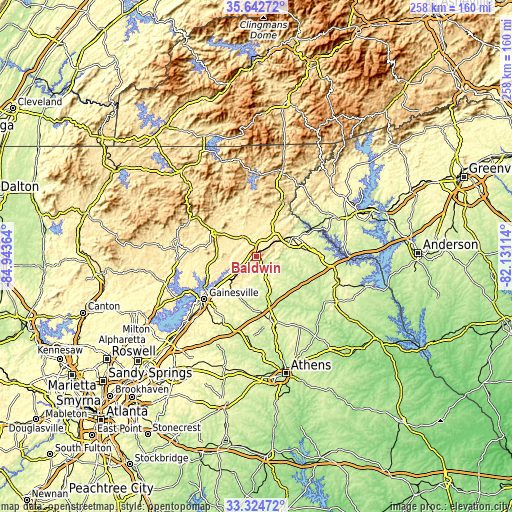 Topographic map of Baldwin