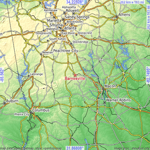 Topographic map of Barnesville