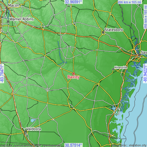 Topographic map of Baxley