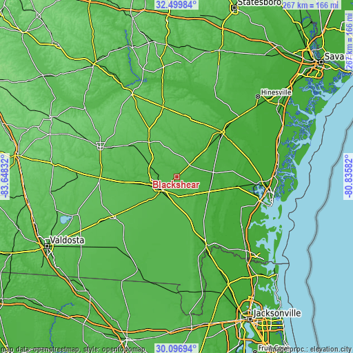 Topographic map of Blackshear