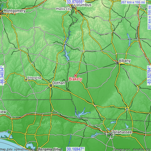 Topographic map of Blakely