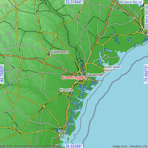 Topographic map of Bloomingdale