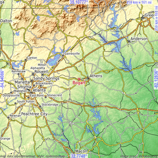 Topographic map of Bogart