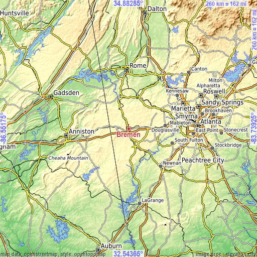 Topographic map of Bremen