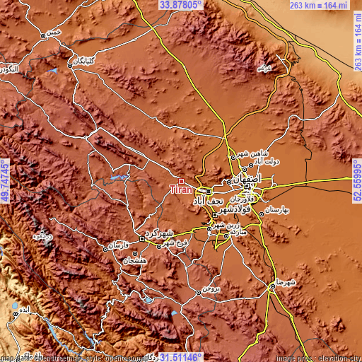 Topographic map of Tīrān