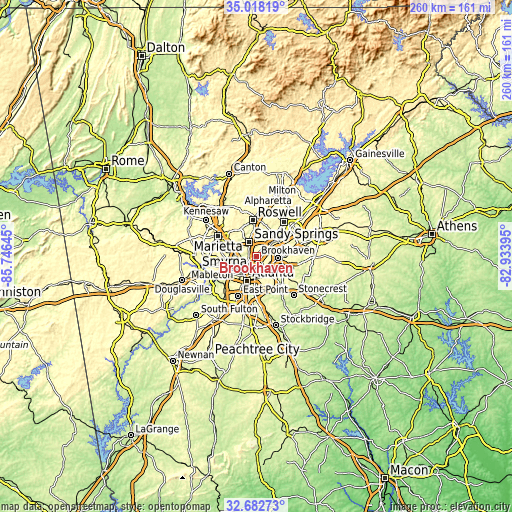 Topographic map of Brookhaven