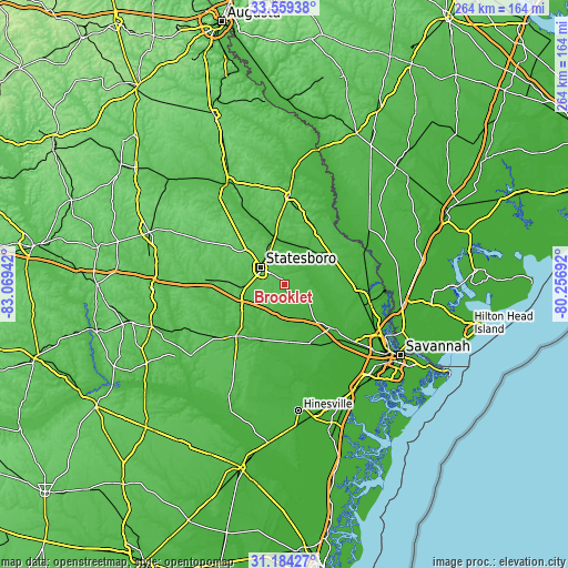 Topographic map of Brooklet