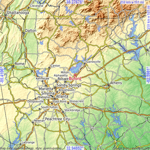 Topographic map of Buford