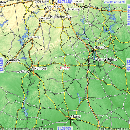 Topographic map of Butler