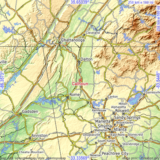 Topographic map of Calhoun