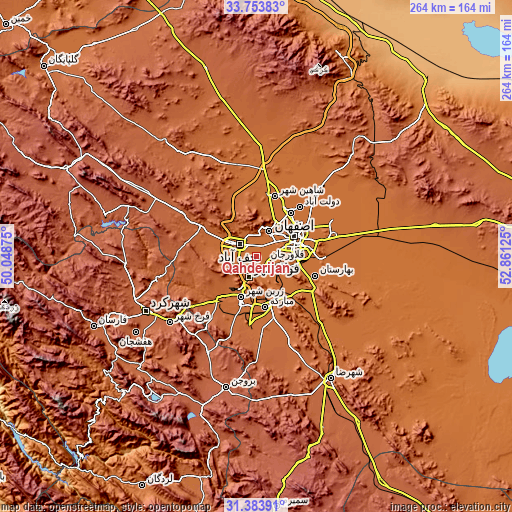 Topographic map of Qahderījān