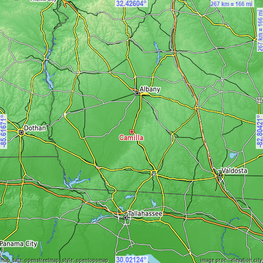 Topographic map of Camilla