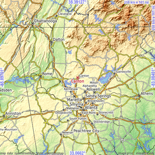 Topographic map of Canton