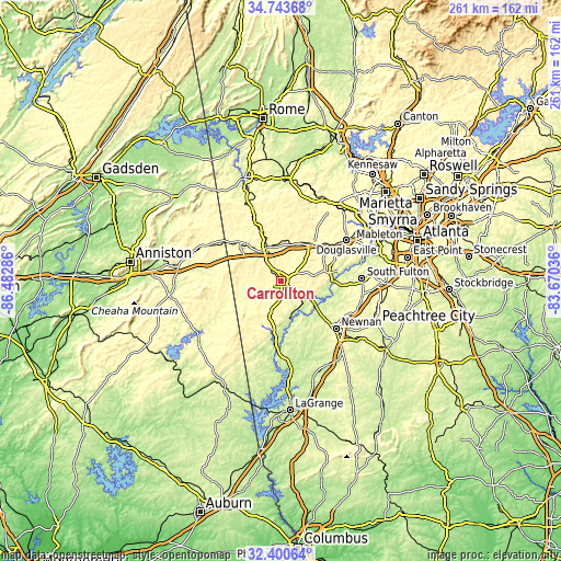 Topographic map of Carrollton