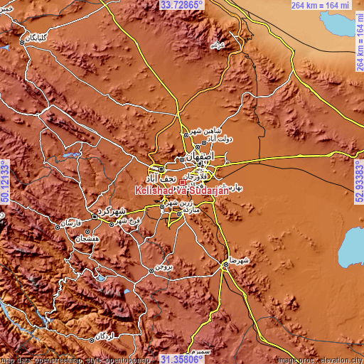 Topographic map of Kelīshād va Sūdarjān