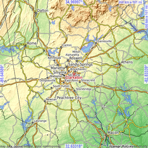 Topographic map of Clarkston